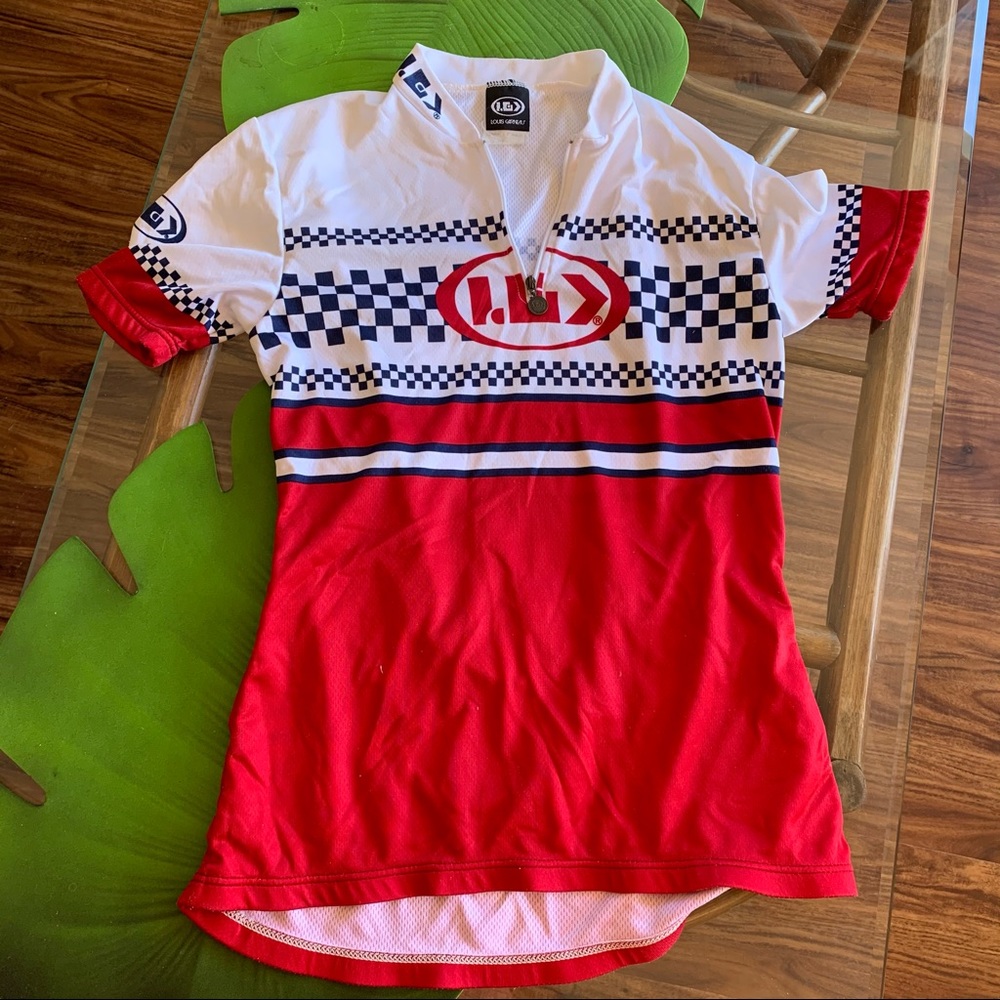 Louis Garneau red & white cycling Jersey pockets.
